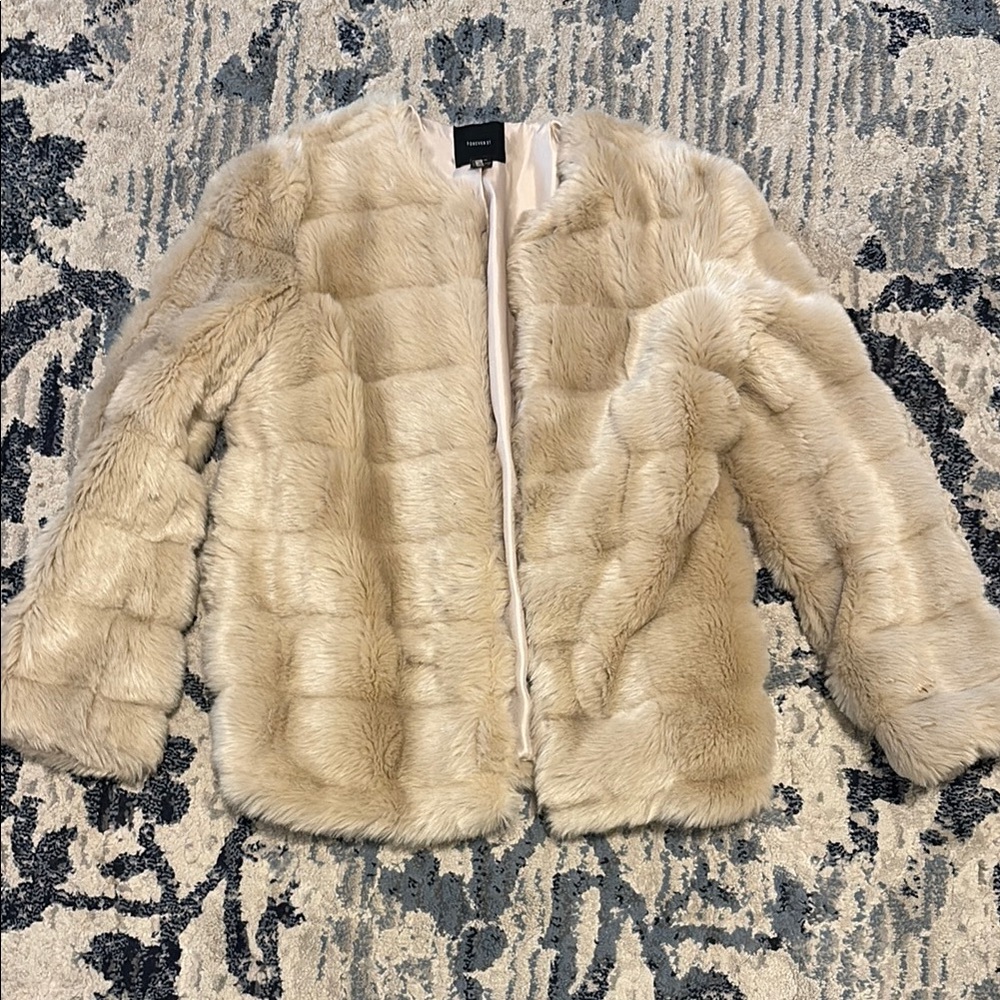 Women's Cream Faux Fur Jacket
